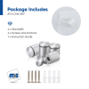(Set of 4) 1'' Diameter X 1'' Barrel Length, Aluminum Rounded Head Standoffs, Clear Anodized Finish Standoff with (4) 2216Z Screws and (4) LANC1 Anchors for concrete or drywall (For Inside / Outside use) [Required Material Hole Size: 7/16'']