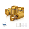 (Set of 4) 1'' Diameter X 1'' Barrel Length, Aluminum Rounded Head Standoffs, Gold Anodized Finish Standoff with (4) 2216Z Screws and (4) LANC1 Anchors for concrete or drywall (For Inside / Outside use) [Required Material Hole Size: 7/16'']