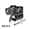 (Set of 4) 1'' Diameter X 1'' Barrel Length, Aluminum Rounded Head Standoffs, Titanium Anodized Finish Standoff with (4) 2216Z Screws and (4) LANC1 Anchors for concrete or drywall (For Inside / Outside use) [Required Material Hole Size: 7/16'']