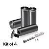 (Set of 4) 1'' Diameter X 2-1/2 Barrel Length, Aluminum Rounded Head Standoffs, Titanium Anodized Finish Standoff with (4) 2216Z Screws and (4) LANC1 Anchors for concrete or drywall (For Inside / Outside use) [Required Material Hole Size: 7/16'']