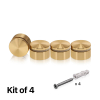 (Set of 4) 1-1/4'' Diameter X 1/2'' Barrel Length, Aluminum Rounded Head Standoffs, Champagne Anodized Finish Standoff with (4) 2216Z Screws and (4) LANC1 Anchors for concrete or drywall (For Inside / Outside use) [Required Material Hole Size: 7/16'']