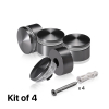 (Set of 4) 1-1/4'' Diameter X 1/2'' Barrel Length, Aluminum Rounded Head Standoffs, Titanium Anodized Finish Standoff with (4) 2216Z Screws and (4) LANC1 Anchors for concrete or drywall (For Inside / Outside use) [Required Material Hole Size: 7/16'']