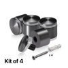 (Set of 4) 1-1/4'' Diameter X 3/4'' Barrel Length, Aluminum Rounded Head Standoffs, Titanium Anodized Finish Standoff with (4) 2216Z Screws and (4) LANC1 Anchors for concrete or drywall (For Inside / Outside use) [Required Material Hole Size: 7/16'']