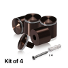 (Set of 4) 1-1/4'' Diameter X 1'' Barrel Length, Aluminum Rounded Head Standoffs, Bronze Anodized Finish Standoff with (4) 2216Z Screws and (4) LANC1 Anchors for concrete or drywall (For Inside / Outside use) [Required Material Hole Size: 7/16'']