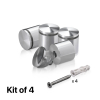 (Set of 4) 1-1/4'' Diameter X 1'' Barrel Length, Aluminum Rounded Head Standoffs, Shiny Anodized Finish Standoff with (4) 2216Z Screws and (4) LANC1 Anchors for concrete or drywall (For Inside / Outside use) [Required Material Hole Size: 7/16'']
