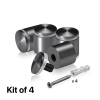(Set of 4) 1-1/4'' Diameter X 1'' Barrel Length, Aluminum Rounded Head Standoffs, Titanium Anodized Finish Standoff with (4) 2216Z Screws and (4) LANC1 Anchors for concrete or drywall (For Inside / Outside use) [Required Material Hole Size: 7/16'']
