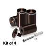 (Set of 4) 1-1/4'' Diameter X 1-3/4'' Barrel Length, Aluminum Rounded Head Standoffs, Bronze Anodized Finish Standoff with (4) 2216Z Screws and (4) LANC1 Anchors for concrete or drywall (For Inside / Outside use) [Required Material Hole Size: 7/16'']