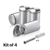 (Set of 4) 1-1/4'' Diameter X 1-3/4'' Barrel Length, Aluminum Rounded Head Standoffs, Shiny Anodized Finish Standoff with (4) 2216Z Screws and (4) LANC1 Anchors for concrete or drywall (For Inside / Outside use) [Required Material Hole Size: 7/16'']