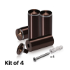 (Set of 4) 1-1/4'' Diameter X 2-1/2'' Barrel Length, Aluminum Rounded Head Standoffs, Bronze Anodized Finish Standoff with (4) 2216Z Screws and (4) LANC1 Anchors for concrete or drywall (For Inside / Outside use) [Required Material Hole Size: 7/16'']