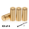 (Set of 4) 1-1/4'' Diameter X 2-1/2'' Barrel Length, Aluminum Rounded Head Standoffs, Champagne Anodized Finish Standoff with (4) 2216Z Screws and (4) LANC1 Anchors for concrete or drywall (For Inside / Outside use) [Required Material Hole Size: 7/16'']
