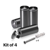 (Set of 4) 1-1/4'' Diameter X 2-1/2'' Barrel Length, Aluminum Rounded Head Standoffs, Titanium Anodized Finish Standoff with (4) 2216Z Screws and (4) LANC1 Anchors for concrete or drywall (For Inside / Outside use) [Required Material Hole Size: 7/16'']