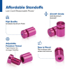 (Set of 4) 1/2'' Diameter X 1/2'' Barrel Length, Affordable Aluminum Standoffs, Rosy Pink Anodized Finish Standoff and (4) 2208Z Screw and (4) LANC1 Anchor for concrete/drywall (For Inside/Outside) [Required Material Hole Size: 3/8'']