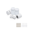 (Set of 4) 1/2'' Diameter X 1/2'' Barrel Length, Affordable Aluminum Standoffs, White Coated Finish Standoff and (4) 2208Z Screw and (4) LANC1 Anchor for concrete/drywall (For Inside/Outside) [Required Material Hole Size: 3/8'']