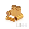 (Set of 4) 1/2'' Diameter X 3/4'' Barrel Length, Affordable Aluminum Standoffs, Gold Anodized Finish Standoff and (4) 2208Z Screw and (4) LANC1 Anchor for concrete/drywall (For Inside/Outside) [Required Material Hole Size: 3/8'']