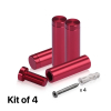 (Set of 4) 1/2'' Diameter X 1-1/2'' Barrel Length, Affordable Aluminum Standoffs, Cherry Red Anodized Finish Standoff and (4) 2208Z Screw and (4) LANC1 Anchor for concrete/drywall (For Inside/Outside) [Required Material Hole Size: 3/8'']