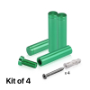 (Set of 4) 1/2'' Diameter X 2'' Barrel Length, Affordable Aluminum Standoffs, Green Anodized Finish Standoff and (4) 2208Z Screw and (4) LANC1 Anchor for concrete/drywall (For Inside/Outside) [Required Material Hole Size: 3/8'']