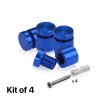 (Set of 4) 5/8'' Diameter X 1/2'' Barrel Length, Affordable Aluminum Standoffs, Blue Anodized Finish Standoff and (4) 2208Z Screw and (4) LANC1 Anchor for concrete/drywall (For Inside/Outside) [Required Material Hole Size: 7/16'']