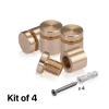 (Set of 4) 5/8'' Diameter X 1/2'' Barrel Length, Affordable Aluminum Standoffs, Champagne Anodized Finish Standoff and (4) 2208Z Screw and (4) LANC1 Anchor for concrete/drywall (For Inside/Outside) [Required Material Hole Size: 7/16'']