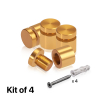 (Set of 4) 5/8'' Diameter X 1/2'' Barrel Length, Affordable Aluminum Standoffs, Gold Anodized Finish Standoff and (4) 2208Z Screw and (4) LANC1 Anchor for concrete/drywall (For Inside/Outside) [Required Material Hole Size: 7/16'']