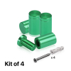 (Set of 4) 5/8'' Diameter X 1'' Barrel Length, Affordable Aluminum Standoffs, Green Anodized Finish Standoff and (4) 2208Z Screw and (4) LANC1 Anchor for concrete/drywall (For Inside/Outside) [Required Material Hole Size: 7/16'']
