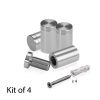 (Set of 4) 5/8'' Diameter X 1'' Barrel Length, Affordable Aluminum Standoffs, Steel Grey Anodized Finish Standoff and (4) 2208Z Screw and (4) LANC1 Anchor for concrete/drywall (For Inside/Outside) [Required Material Hole Size: 7/16'']