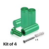 (Set of 4) 5/8'' Diameter X 1-1/2'' Barrel Length, Affordable Aluminum Standoffs, Green Anodized Finish Standoff and (4) 2208Z Screw and (4) LANC1 Anchor for concrete/drywall (For Inside/Outside) [Required Material Hole Size: 7/16'']