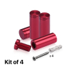 (Set of 4) 5/8'' Diameter X 1-1/2'' Barrel Length, Affordable Aluminum Standoffs, Cherry Red Anodized Finish Standoff and (4) 2208Z Screw and (4) LANC1 Anchor for concrete/drywall (For Inside/Outside) [Required Material Hole Size: 7/16'']