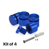 (Set of 4) 3/4'' Diameter X 1/2'' Barrel Length, Affordable Aluminum Standoffs, Blue Anodized Finish Standoff and (4) 2216Z Screws and (4) LANC1 Anchors for concrete/drywall (For Inside/Outside) [Required Material Hole Size: 7/16'']