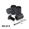 (Set of 4) 3/4'' Diameter X 1'' Barrel Length, Affordable Aluminum Standoffs, Black Anodized Finish Standoff and (4) 2216Z Screws and (4) LANC1 Anchors for concrete/drywall (For Inside/Outside) [Required Material Hole Size: 7/16'']