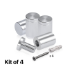 (Set of 4) 3/4'' Diameter X 1'' Barrel Length, Affordable Aluminum Standoffs, Silver Anodized Finish Standoff and (4) 2216Z Screws and (4) LANC1 Anchors for concrete/drywall (For Inside/Outside) [Required Material Hole Size: 7/16'']