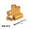(Set of 4) 3/4'' Diameter X 1-1/2'' Barrel Length, Affordable Aluminum Standoffs, Gold Anodized Finish Standoff and (4) 2216Z Screws and (4) LANC1 Anchors for concrete/drywall (For Inside/Outside) [Required Material Hole Size: 7/16'']