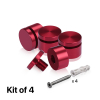 (Set of 4) 1'' Diameter X 1/2'' Barrel Length, Affordable Aluminum Standoffs, Cherry Red Anodized Finish Standoff and (4) 2216Z Screws and (4) LANC1 Anchors for concrete/drywall (For Inside/Outside) [Required Material Hole Size: 7/16'']