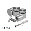 (Set of 4) 1'' Diameter X 3/4'' Barrel Length, Affordable Aluminum Standoffs, Steel Grey Anodized Finish Standoff and (4) 2216Z Screws and (4) LANC1 Anchors for concrete/drywall (For Inside/Outside) [Required Material Hole Size: 7/16'']