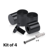 (Set of 4) 1'' Diameter X 1'' Barrel Length, Affordable Aluminum Standoffs, Black Anodized Finish Standoff and (4) 2216Z Screws and (4) LANC1 Anchors for concrete/drywall (For Inside/Outside) [Required Material Hole Size: 7/16'']