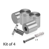 (Set of 4) 1'' Diameter X 1'' Barrel Length, Affordable Aluminum Standoffs, Steel Grey Anodized Finish Standoff and (4) 2216Z Screws and (4) LANC1 Anchors for concrete/drywall (For Inside/Outside) [Required Material Hole Size: 7/16'']