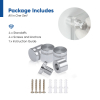 (Set of 4) 1'' Diameter X 1'' Barrel Length, Affordable Aluminum Standoffs, Silver Anodized Finish Standoff and (4) 2216Z Screws and (4) LANC1 Anchors for concrete/drywall (For Inside/Outside) [Required Material Hole Size: 7/16'']