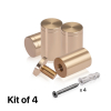 (Set of 4) 1'' Diameter X 1-1/2'' Barrel Length, Affordable Aluminum Standoffs, Champagne Anodized Finish Standoff and (4) 2216Z Screws and (4) LANC1 Anchors for concrete/drywall (For Inside/Outside) [Required Material Hole Size: 7/16'']
