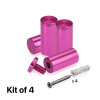(Set of 4) 1'' Diameter X 2'' Barrel Length, Affordable Aluminum Standoffs, Rosy Pink Anodized Finish Standoff and (4) 2216Z Screws and (4) LANC1 Anchors for concrete/drywall (For Inside/Outside) [Required Material Hole Size: 7/16'']