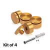 (Set of 4) 1-1/4'' Diameter X 1/2'' Barrel Length, Affordable Aluminum Standoffs, Gold Anodized Finish Standoff and (4) 2216Z Screws and (4) LANC1 Anchors for concrete/drywall (For Inside/Outside) [Required Material Hole Size: 7/16'']