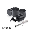 (Set of 4) 1-1/4'' Diameter X 3/4'' Barrel Length, Affordable Aluminum Standoffs, Black Anodized Finish Standoff and (4) 2216Z Screws and (4) LANC1 Anchors for concrete/drywall (For Inside/Outside) [Required Material Hole Size: 7/16'']