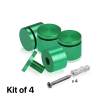 (Set of 4) 1-1/4'' Diameter X 3/4'' Barrel Length, Affordable Aluminum Standoffs, Green Anodized Finish Standoff and (4) 2216Z Screws and (4) LANC1 Anchors for concrete/drywall (For Inside/Outside) [Required Material Hole Size: 7/16'']