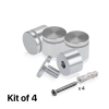(Set of 4) 1-1/4'' Diameter X 3/4'' Barrel Length, Affordable Aluminum Standoffs, Silver Anodized Finish Standoff and (4) 2216Z Screws and (4) LANC1 Anchors for concrete/drywall (For Inside/Outside) [Required Material Hole Size: 7/16'']