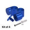 (Set of 4) 1-1/4'' Diameter X 1'' Barrel Length, Affordable Aluminum Standoffs, Blue Anodized Finish Standoff and (4) 2216Z Screws and (4) LANC1 Anchors for concrete/drywall (For Inside/Outside) [Required Material Hole Size: 7/16'']