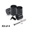 (Set of 4) 1-1/4'' Diameter X 1-1/2'' Barrel Length, Affordable Aluminum Standoffs, Black Anodized Finish Standoff and (4) 2216Z Screws and (4) LANC1 Anchors for concrete/drywall (For Inside/Outside) [Required Material Hole Size: 7/16'']