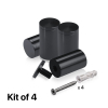 (Set of 4) 1-1/4'' Diameter X 2'' Barrel Length, Affordable Aluminum Standoffs, Black Anodized Finish Standoff and (4) 2216Z Screws and (4) LANC1 Anchors for concrete/drywall (For Inside/Outside) [Required Material Hole Size: 7/16'']