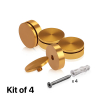 (Set of 4) 2'' Diameter X 1/2'' Barrel Length, Affordable Aluminum Standoffs, Gold Anodized Finish Standoff and (4) 2216Z Screws and (4) LANC1 Anchors for concrete/drywall (For Inside/Outside) [Required Material Hole Size: 7/16'']