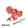 (Set of 4) 2'' Diameter X 3/4'' Barrel Length, Affordable Aluminum Standoffs, Copper Anodized Finish Standoff and (4) 2216Z Screws and (4) LANC1 Anchors for concrete/drywall (For Inside/Outside) [Required Material Hole Size: 7/16'']