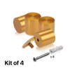 (Set of 4) 2'' Diameter X 2'' Barrel Length, Affordable Aluminum Standoffs, Gold Anodized Finish Standoff and (4) 2216Z Screws and (4) LANC1 Anchors for concrete/drywall (For Inside/Outside) [Required Material Hole Size: 7/16'']