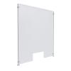 Clear Acrylic Sneeze Guard 30'' Wide x 36'' Tall (10'' x 5'' Cut Out), with (2) 36'' Tall x 3/8'' Diameter Clear Anodized Aluminum Rod on the Side.