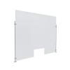 Clear Acrylic Sneeze Guard 36'' Wide x 30'' Tall (10'' x 5'' Cut Out), with (2) 24'' Tall x 3/8'' Diameter Clear Anodized Aluminum Rod on the Side.